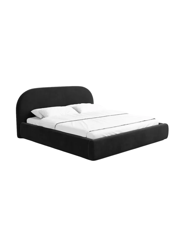 Design Polsterbett „Lamina“ mit Ablagefach, Samt Schwarz BLOOMINGLOFT Collection