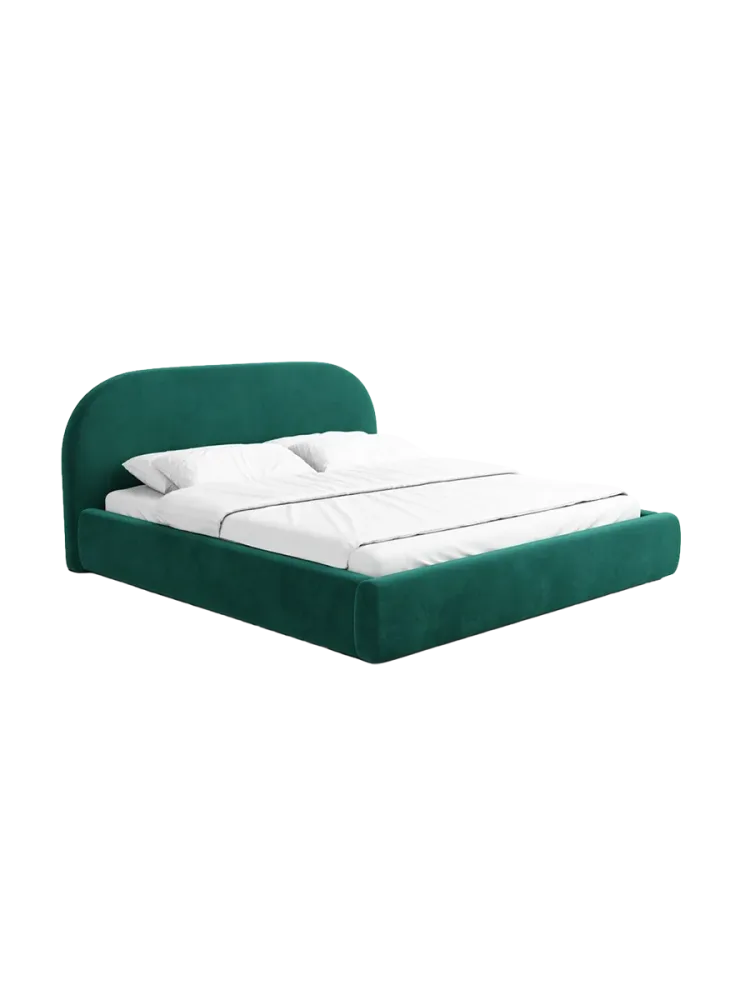 Design Polsterbett „Lamina“ mit Ablagefach, Samt Grün BLOOMINGLOFT Collection