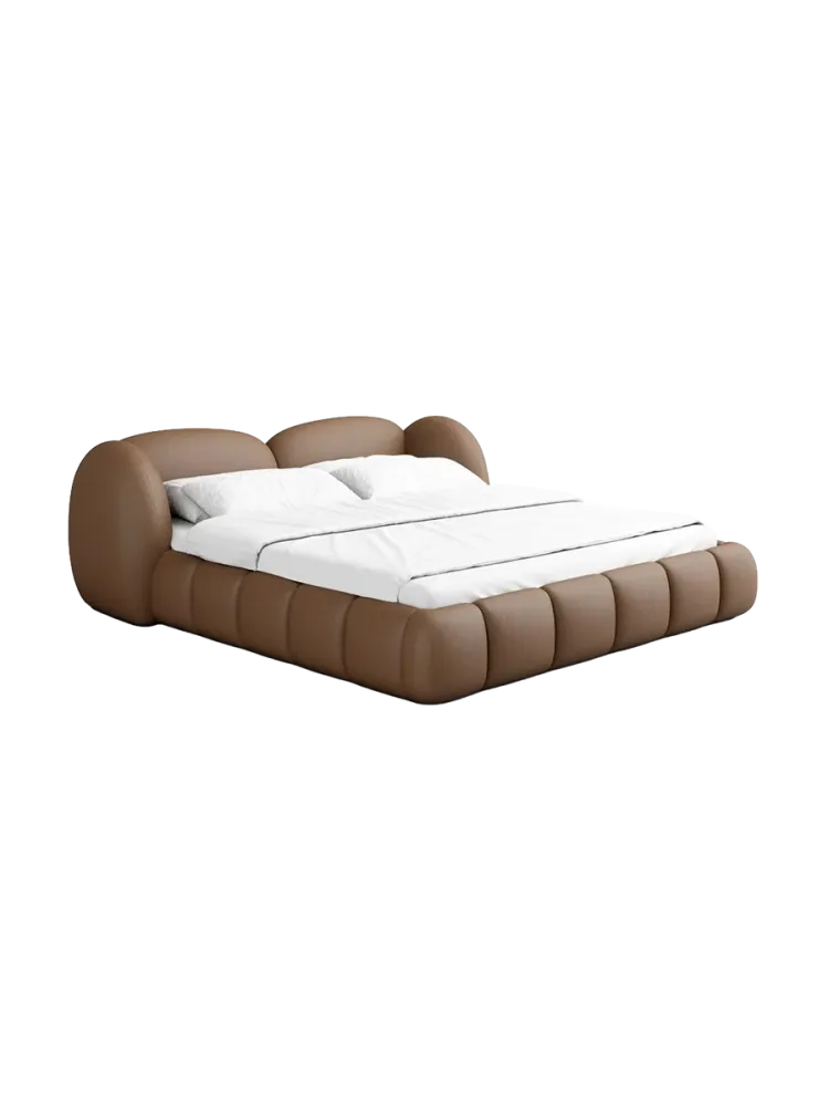 Design Polsterbett „Looma“ mit Ablagefach, Kunstleder Choco Brown Kunstleder Schokobraun BLOOMINGLOFT Collection