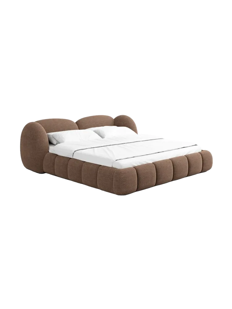 Design Polsterbett „Looma“ mit Ablagefach, Webstoff Braun Strukturstoff Braun BLOOMINGLOFT Collection