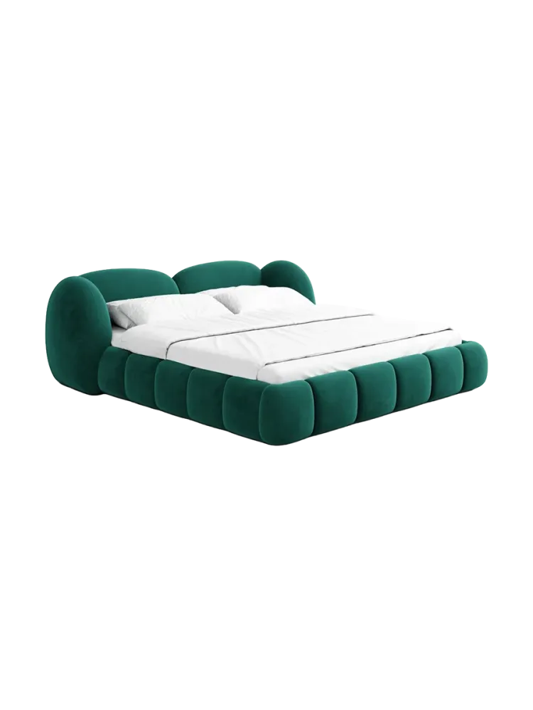 Design Polsterbett „Looma“ mit Ablagefach, Samt Grün BLOOMINGLOFT Collection