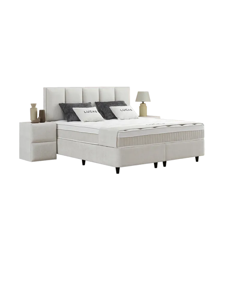 Premium Boxspringbett „Lucas“ inkl. Matratze & Topper Weiss  180 x 200 cm BEDS SUPPLY