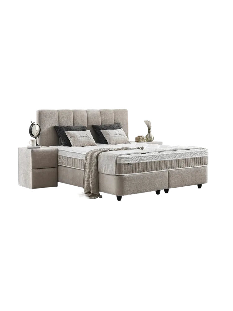 Premium Boxspringbett „Lucia“ inkl. Matratze & Topper Beige  180 x 200 cm BEDS SUPPLY