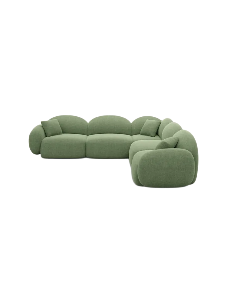 5-Sitzer Design Ecksofa „Luna“ mit Strukturstoff-Bezug Strukturstoff Grün BLOOMINGLOFT Collection