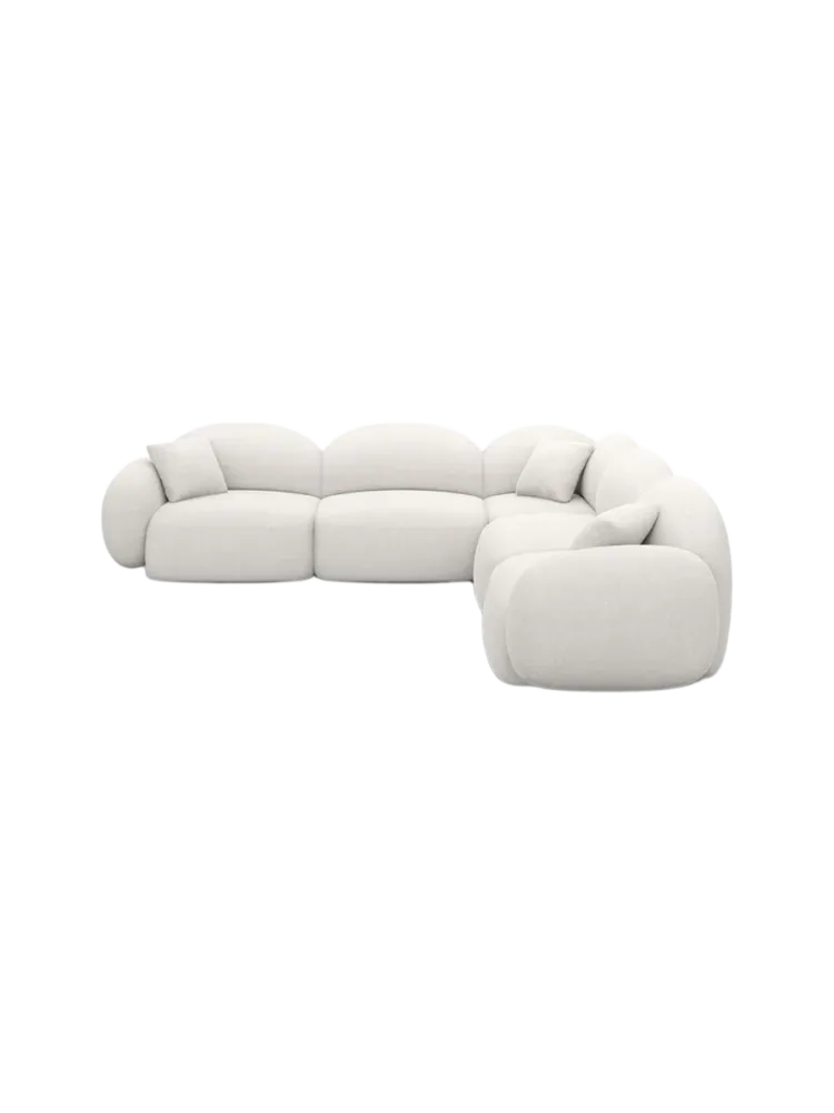 5-Sitzer Design Ecksofa „Luna“ mit Strukturstoff-Bezug Strukturstoff Weiss BLOOMINGLOFT Collection