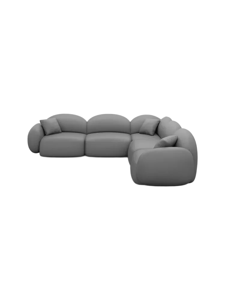 5-Sitzer Design Echtleder Ecksofa „Luna“ Echtleder Dark Grey BLOOMINGLOFT Collection