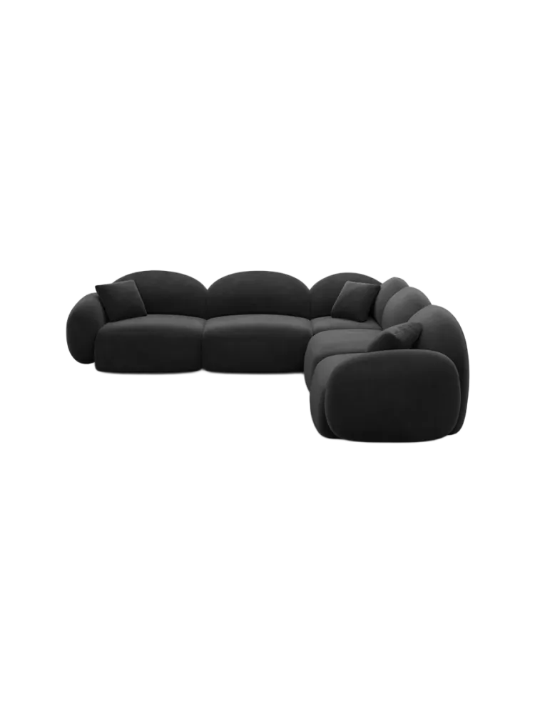 5-Sitzer Design Ecksofa „Luna“ mit Samtbezug Samtbezug Schwarz BLOOMINGLOFT Collection
