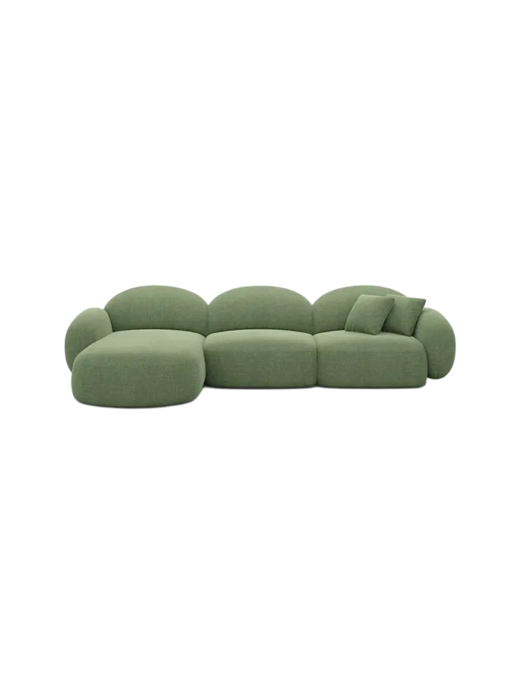 4-Sitzer Design Ecksofa „Luna“ mit Strukturstoff-Bezug Strukturstoff Grün BLOOMINGLOFT Collection