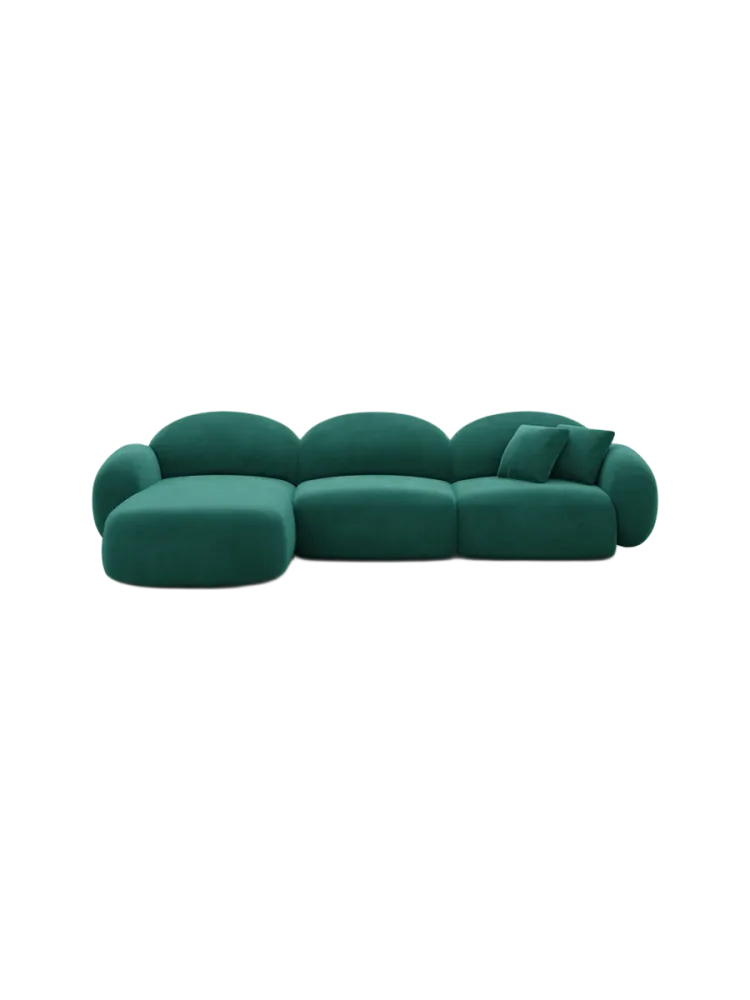 4-Sitzer Design Ecksofa „Luna“ mit Samtbezug Samtbezug Grün BLOOMINGLOFT Collection