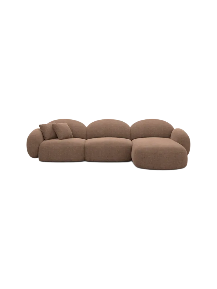 4-Sitzer Design Ecksofa „Luna“ mit Strukturstoff-Bezug Strukturstoff Braun BLOOMINGLOFT Collection