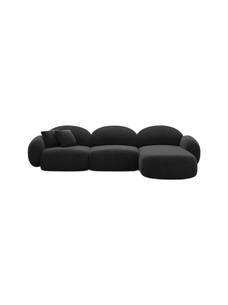 4-Sitzer Design Ecksofa „Luna“ mit Samtbezug Samtbezug Schwarz BLOOMINGLOFT Collection