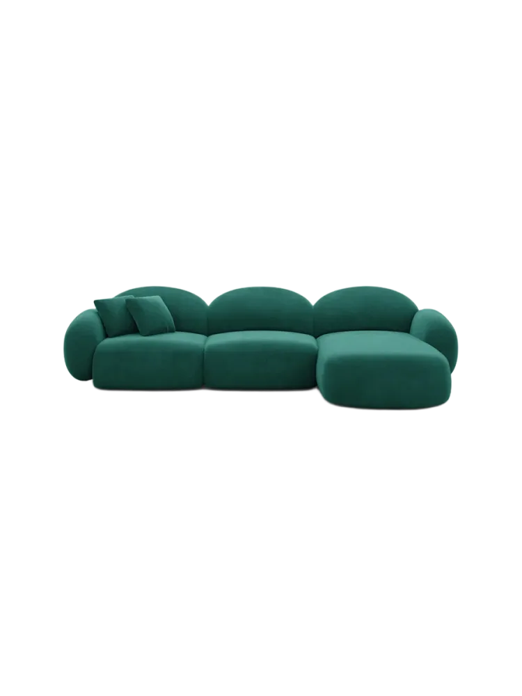 4-Sitzer Design Ecksofa „Luna“ mit Samtbezug Samtbezug Grün BLOOMINGLOFT Collection