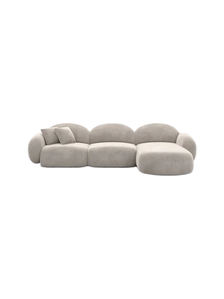4-Sitzer Design Ecksofa „Luna“ mit Samtbezug Samtbezug Sand BLOOMINGLOFT Collection