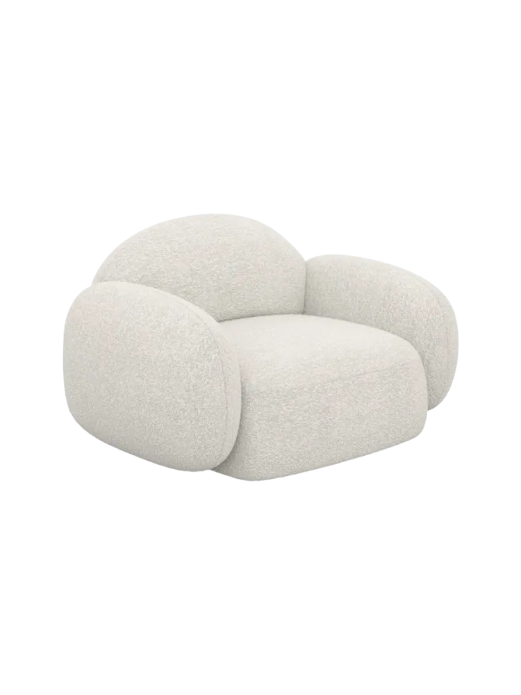 Design Loungesessel „Luna“ mit Bouclé-Bezug Bouclé White BLOOMINGLOFT Collection