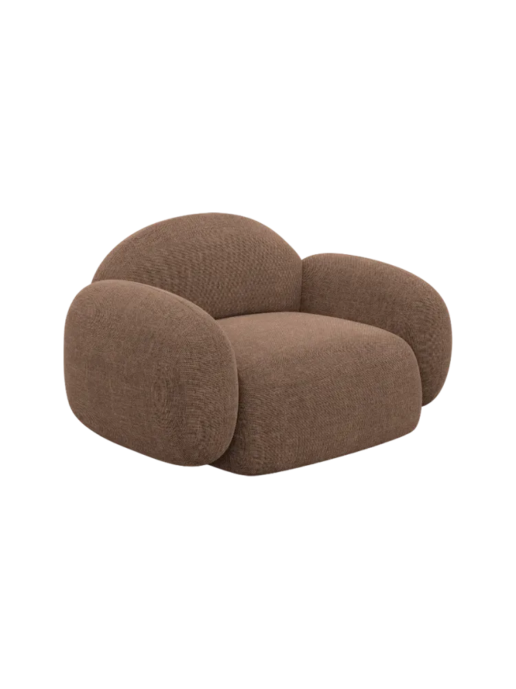Design Loungesessel „Luna“ mit Strukturstoff-Bezug Strukturstoff Braun BLOOMINGLOFT Collection