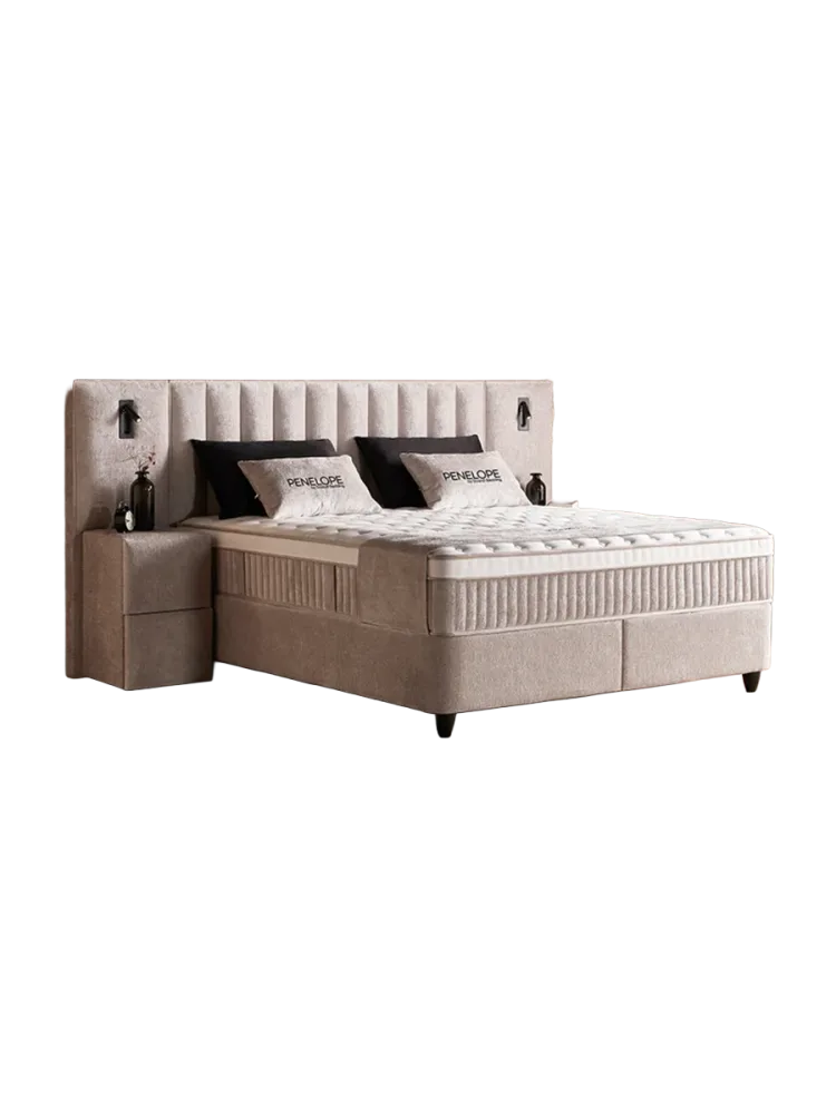 Design Boxspringbett „Penelope“, verschiedene Grössen Beige SCANDIBEDDING