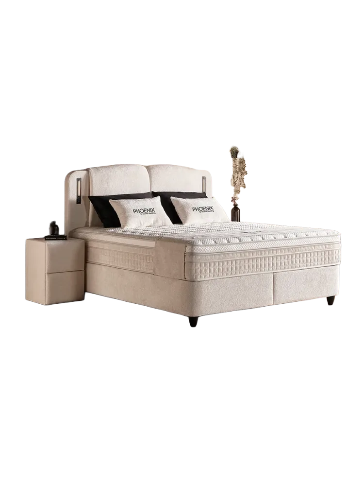 Design Boxspringbett „Phoenix“, verschiedene Grössen Ecru SCANDIBEDDING