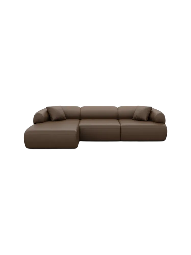 4-Sitzer Design Echtleder Ecksofa „Polina“ Echtleder Dark Brown BLOOMINGLOFT Collection