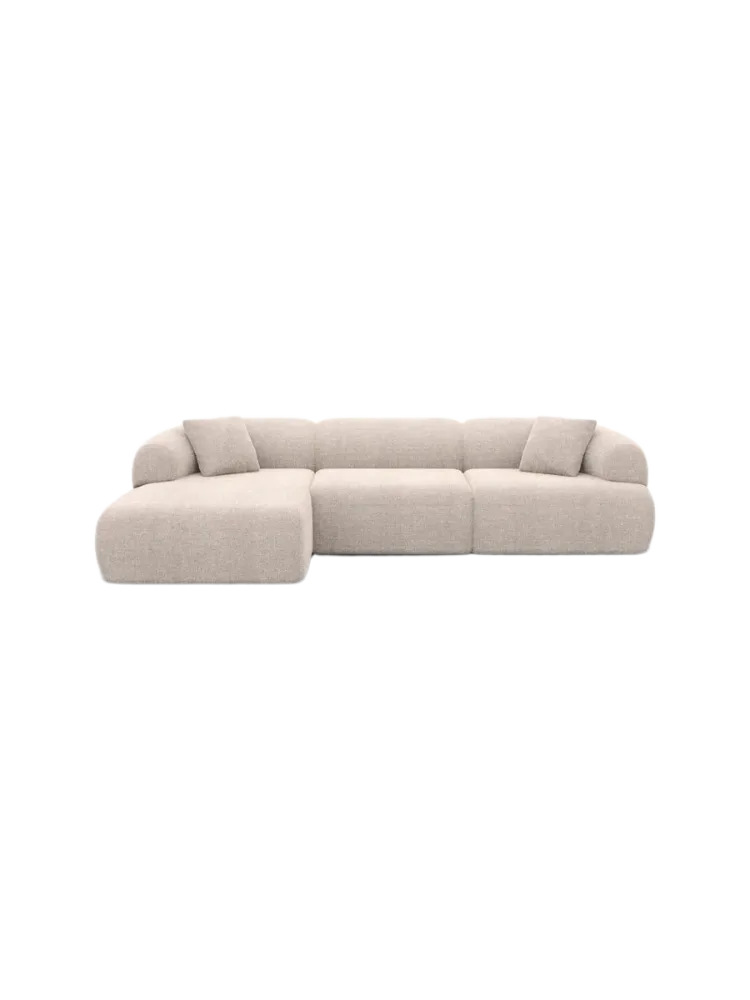 4-Sitzer Design Ecksofa „Polina“ mit Strukturstoff-Bezug Strukturstoff Beige BLOOMINGLOFT Collection