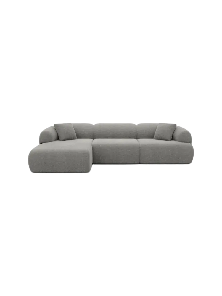 4-Sitzer Design Ecksofa „Polina“ mit Strukturstoff-Bezug Strukturstoff Grau BLOOMINGLOFT Collection