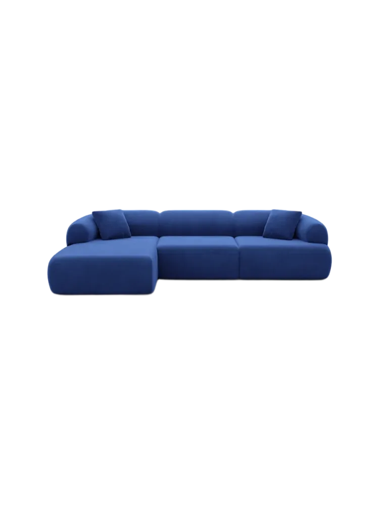 4-Sitzer Design Ecksofa „Polina“ mit Samtbezug Samtbezug Königsblau BLOOMINGLOFT Collection