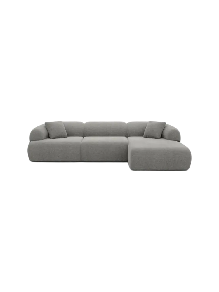 4-Sitzer Design Ecksofa „Polina“ mit Strukturstoff-Bezug Strukturstoff Grau BLOOMINGLOFT Collection