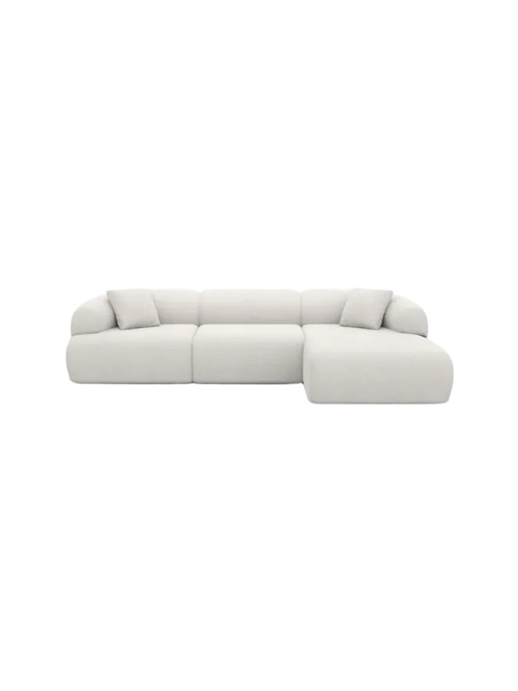 4-Sitzer Design Ecksofa „Polina“ mit Strukturstoff-Bezug Strukturstoff Weiss BLOOMINGLOFT Collection