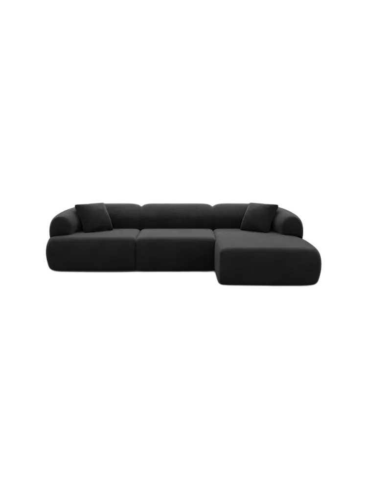4-Sitzer Design Ecksofa „Polina“ mit Samtbezug Samtbezug Schwarz BLOOMINGLOFT Collection
