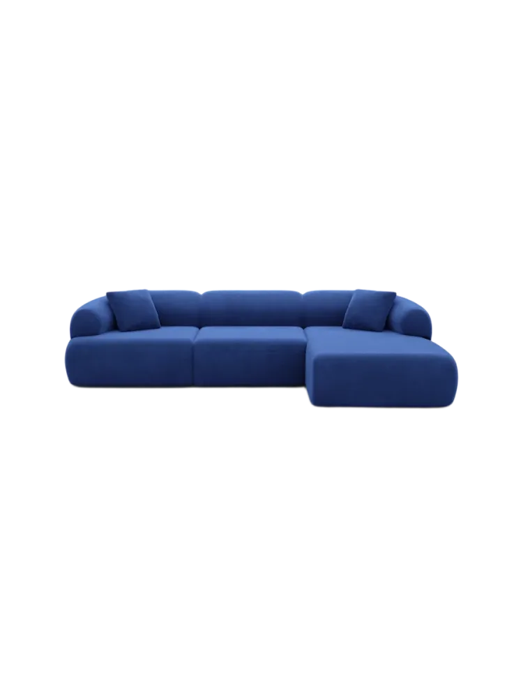 4-Sitzer Design Ecksofa „Polina“ mit Samtbezug Samtbezug Königsblau BLOOMINGLOFT Collection