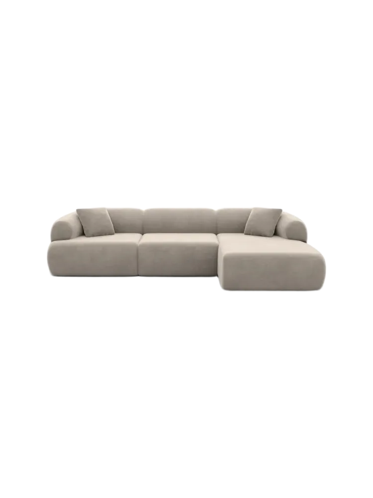 4-Sitzer Design Ecksofa „Polina“ mit Samtbezug Samtbezug Beige dunkel BLOOMINGLOFT Collection