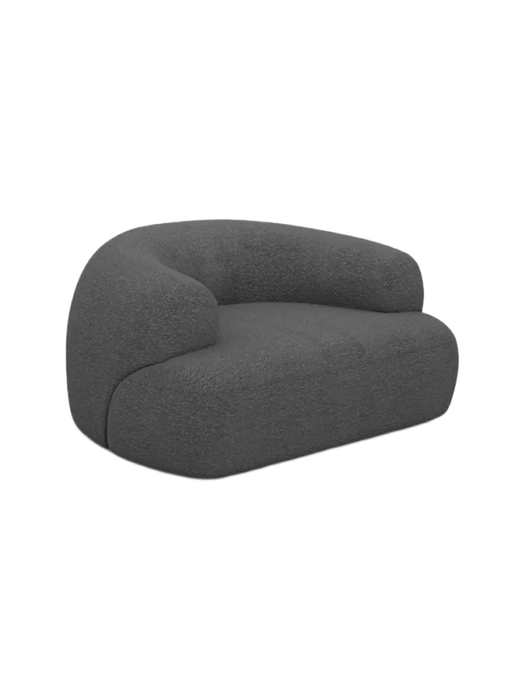 Design Loungesessel „Polina“ mit Bouclé-Bezug Bouclé Graphit BLOOMINGLOFT Collection