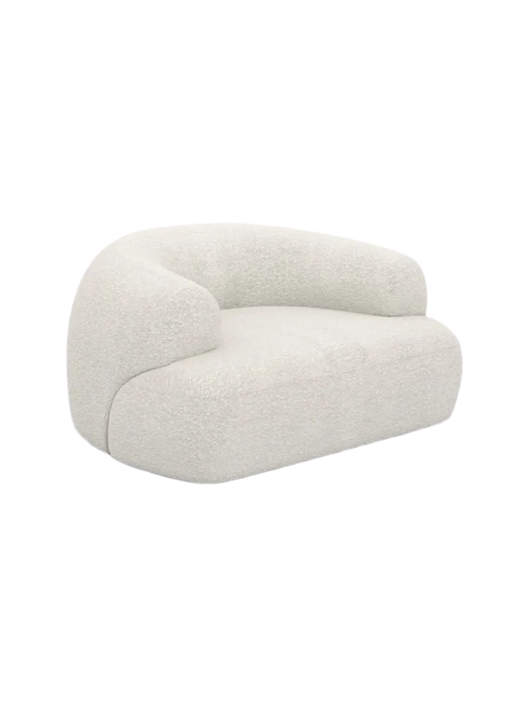 Design Loungesessel „Polina“ mit Bouclé-Bezug Bouclé White BLOOMINGLOFT Collection