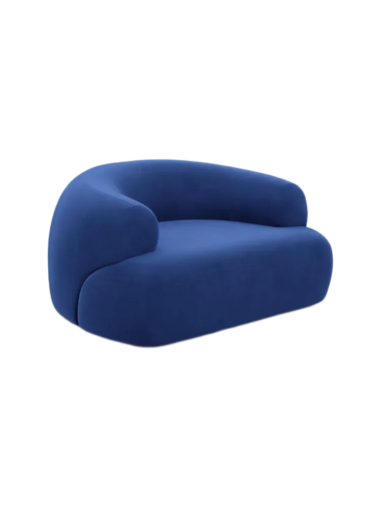 Design Loungesessel „Polina“ mit Samtbezug Samtbezug Königsblau BLOOMINGLOFT Collection
