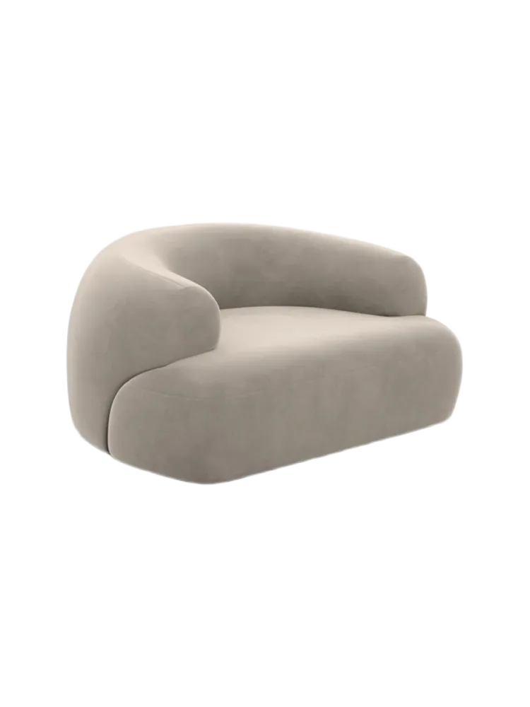 Design Loungesessel „Polina“ mit Samtbezug Samtbezug Beige dunkel BLOOMINGLOFT Collection