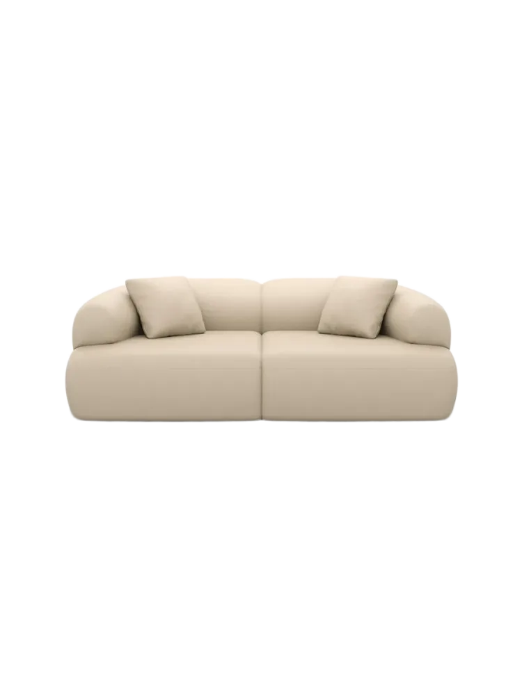 2-Sitzer Design Echtleder Sofa „Polina“ Echtleder Beige BLOOMINGLOFT Collection
