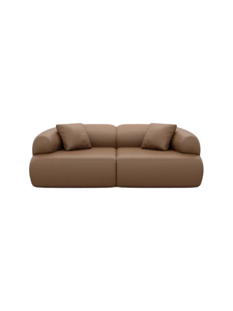 2-Sitzer Design Echtleder Sofa „Polina“ Echtleder Choco Brown BLOOMINGLOFT Collection