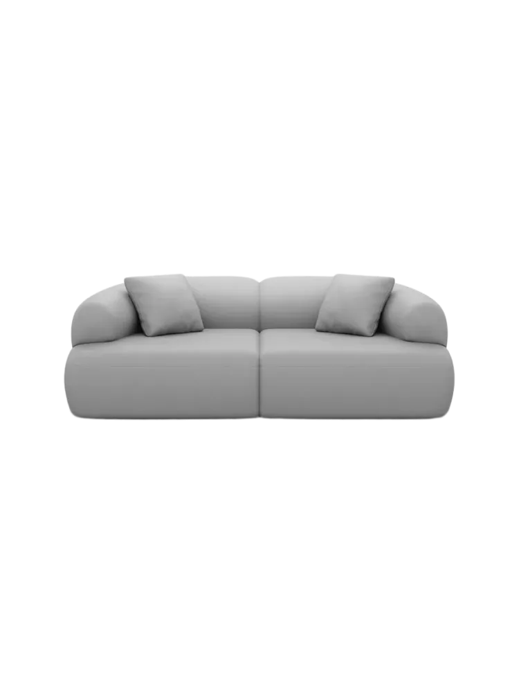 2-Sitzer Design Echtleder Sofa „Polina“ Echtleder Light Grey BLOOMINGLOFT Collection