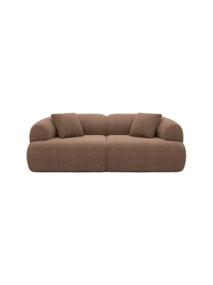 2-Sitzer Design Sofa „Polina“ mit Strukturstoff-Bezug Strukturstoff Braun BLOOMINGLOFT Collection