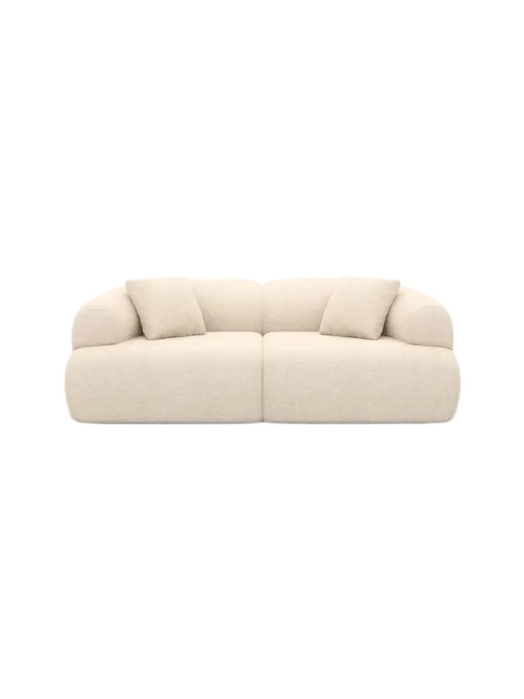 2-Sitzer Design Sofa „Polina“ mit Strukturstoff-Bezug Strukturstoff Cream BLOOMINGLOFT Collection