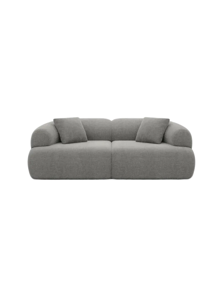 2-Sitzer Design Sofa „Polina“ mit Strukturstoff-Bezug Strukturstoff Grau BLOOMINGLOFT Collection