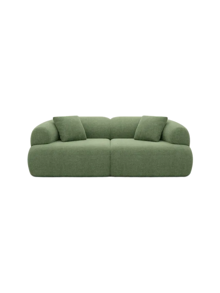2-Sitzer Design Sofa „Polina“ mit Strukturstoff-Bezug Strukturstoff Grün BLOOMINGLOFT Collection