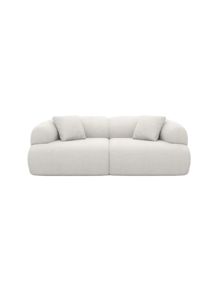 2-Sitzer Design Sofa „Polina“ mit Strukturstoff-Bezug Strukturstoff Weiss BLOOMINGLOFT Collection