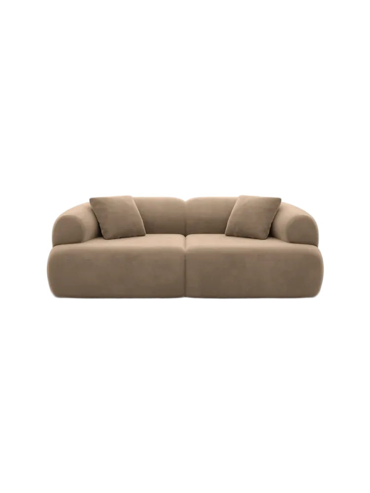 2-Sitzer Design Sofa „Polina“ mit Samtbezug Samtbezug Braun BLOOMINGLOFT Collection