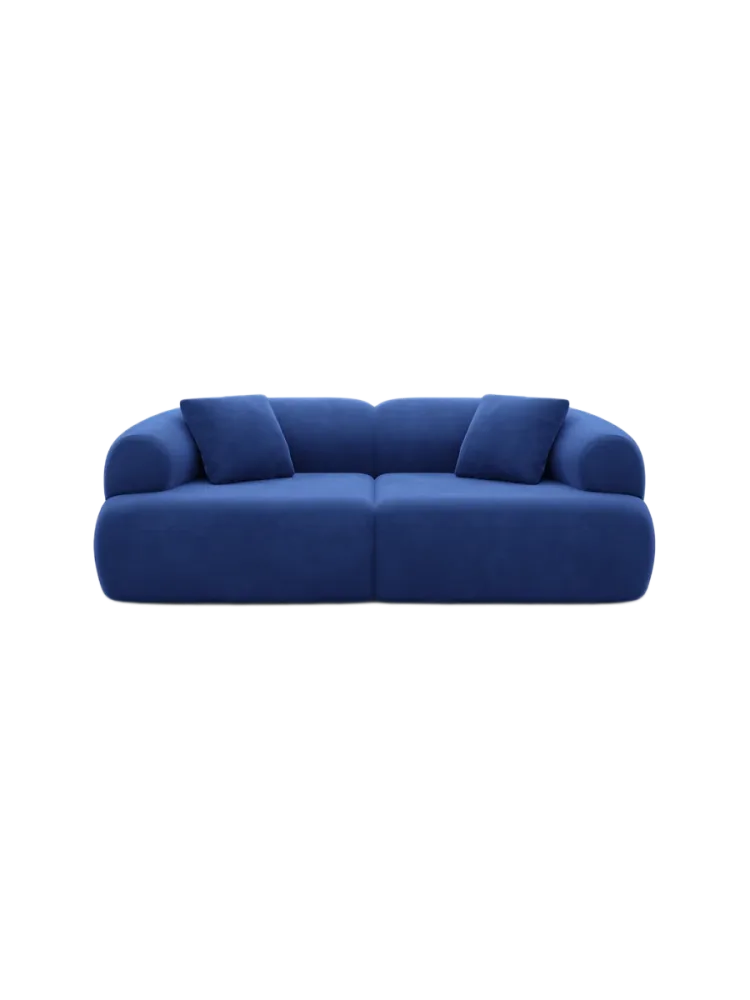 2-Sitzer Design Sofa „Polina“ mit Samtbezug Samtbezug Königsblau BLOOMINGLOFT Collection