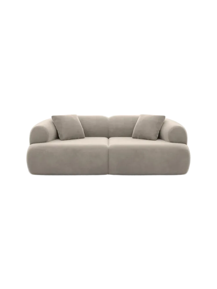 2-Sitzer Design Sofa „Polina“ mit Samtbezug Samtbezug Beige dunkel BLOOMINGLOFT Collection