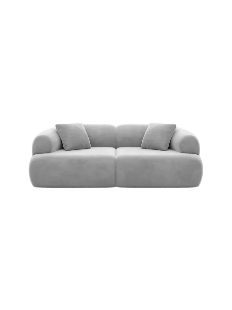 2-Sitzer Design Sofa „Polina“ mit Samtbezug Samtbezug Hellgrau BLOOMINGLOFT Collection