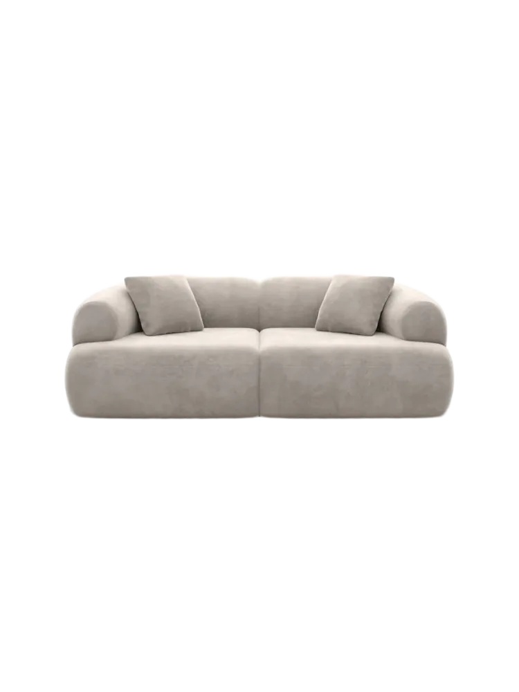 2-Sitzer Design Sofa „Polina“ mit Samtbezug Samtbezug Sand BLOOMINGLOFT Collection