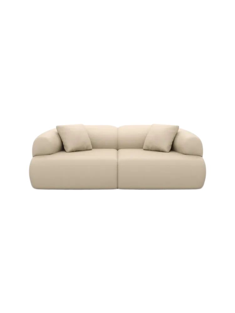 3-Sitzer Design Echtleder Sofa „Polina“ Echtleder Beige BLOOMINGLOFT Collection