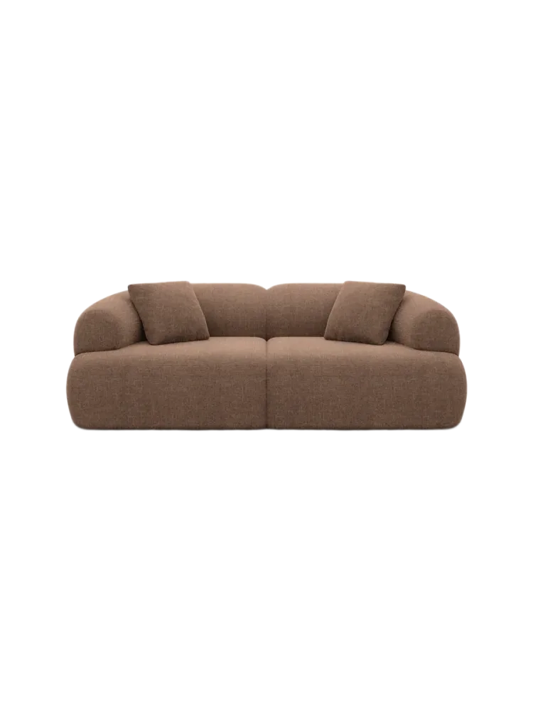 3-Sitzer Design Sofa „Polina“ mit Strukturstoff-Bezug Strukturstoff Braun BLOOMINGLOFT Collection