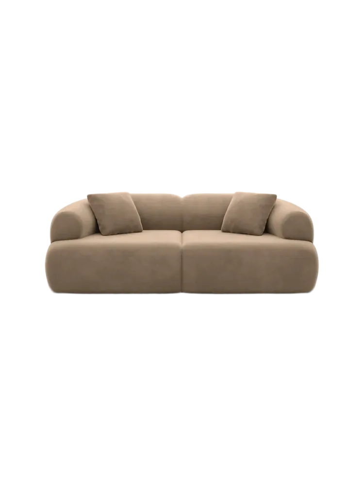 3-Sitzer Design Sofa „Polina“ mit Samtbezug Samtbezug Braun BLOOMINGLOFT Collection